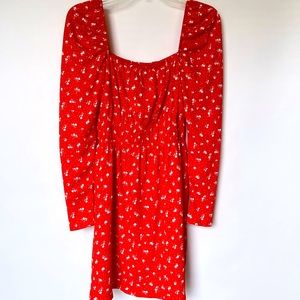 Elastic over the shoulder orange dress